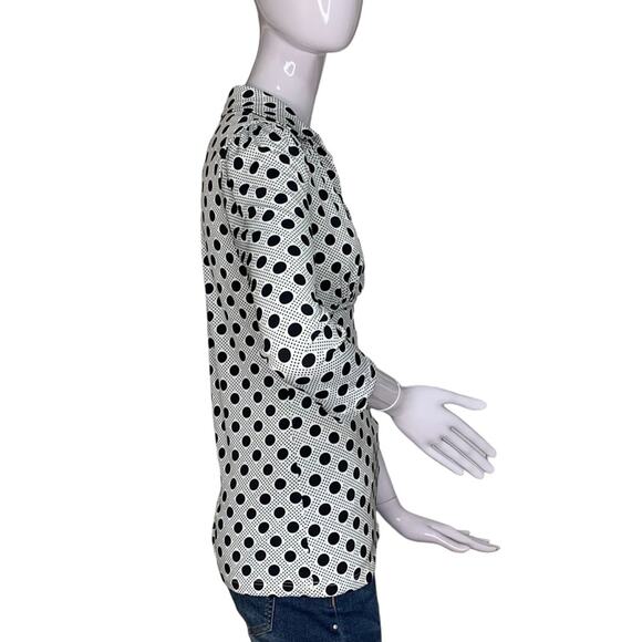 Maurices Blouse White with Black Polka Dot Pullover 3/4 Sleeve V-Neck Si… - Picture 4 of 9